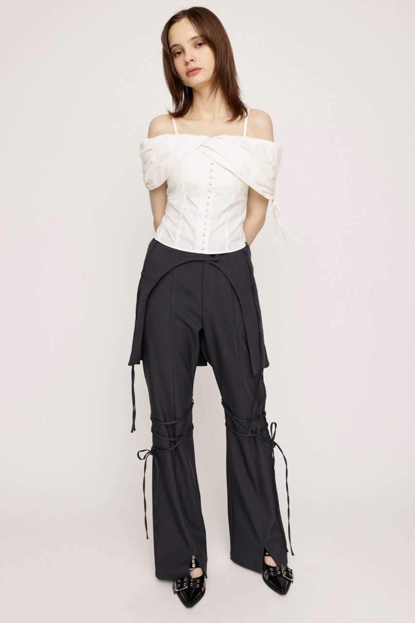 SLY FRONT HOOK 2WAY SHOULDER ブラウス スライ トップス シャツ・ブラウス ブラック ホワイト