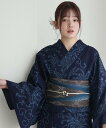 utatane utatane*注染工房 日本製 浴衣3点セット 赤坂紬 濃紺に古典乱菊 ウタタネ 着物・浴衣・和装小物 浴衣【送料無料】