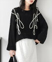 【SALE/43%OFF】La-gemme コード刺繍 透かし編みニット ラジュール トップス ニット ベージュ ブラック グレー ホワイト【送料無料】