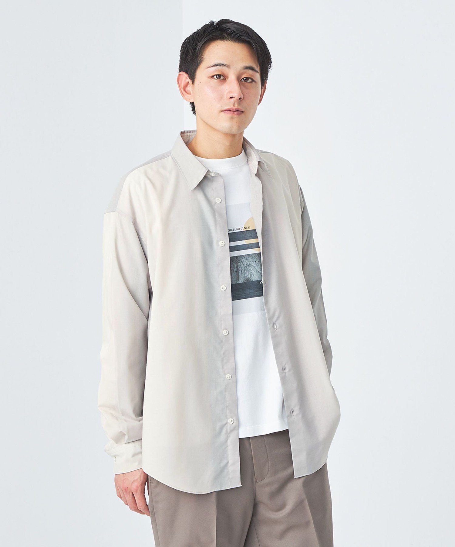 【SALE／30%OFF】UNITED ARROWS green label relaxing ポプリン オンブレ ストライプ レギュラーカラー シャツ ユナイテッドアローズ アウトレット トップス シャツ・ブラウス ホワイト ネイビー【送料無料】