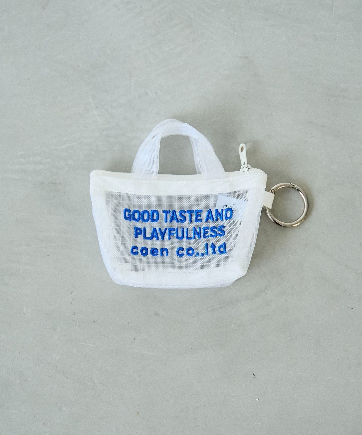 【SALE／40%OFF】coen ロゴ刺繍 メッシュミニポーチキーホルダー コーエン 財布・ポーチ・ケース ポーチ ブラック ホワイト