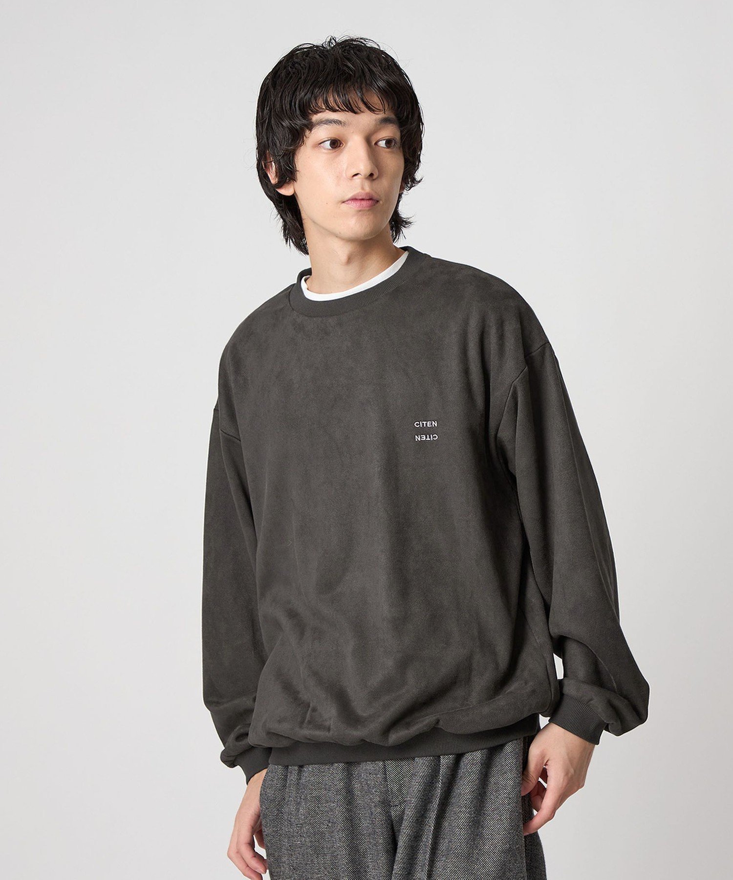 ＜CITEN＞ブラッシュドフリースプルオーバー ユナイテッドアローズ アウトレット トップス カットソー・Tシャツ グレー ホワイト