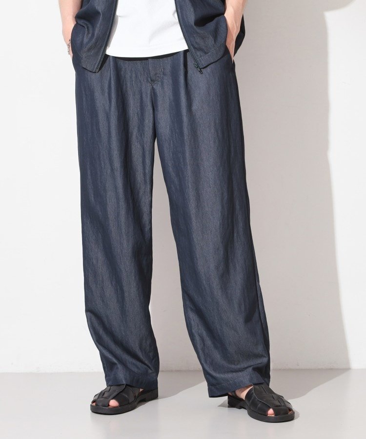 THE SHOP TK 【セットアップ可/洗濯機OK】デニムライク ワイドパンツ ザ ショップ ティーケー パンツ その他のパンツ ネイビー ブラック