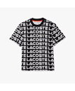 【SALE／40 OFF】LACOSTE グラフィカルブランドネーム総柄Tシャツ ラコステ トップス カットソー Tシャツ ブラック【送料無料】