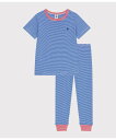 PETIT BATEAU 半袖長ズボンパジャマ プチバトー インナー・ルームウェア パジャマ ホワイト【送料無料】