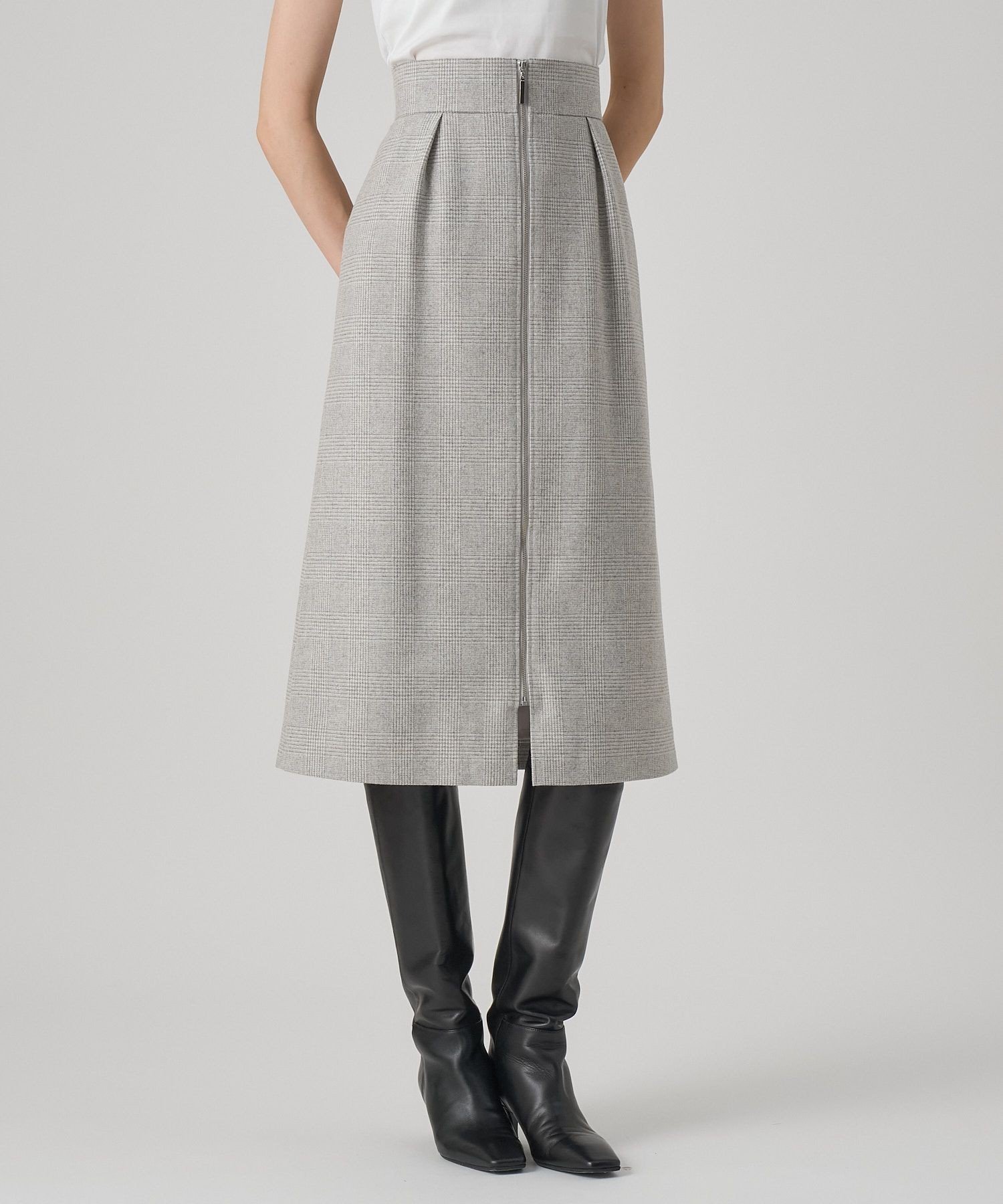 ANAYI グレンチェックタイト スカート アナイ スカート その他のスカート グレー【送料無料】