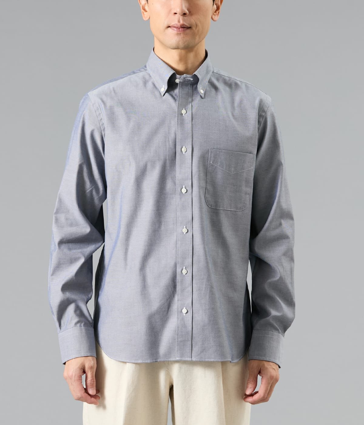 NEWYORKER MEN NY FitEase オックス 長袖ショートボタンダウンシャツ ニューヨーカー トップス シャツ・ブラウス ネイビー