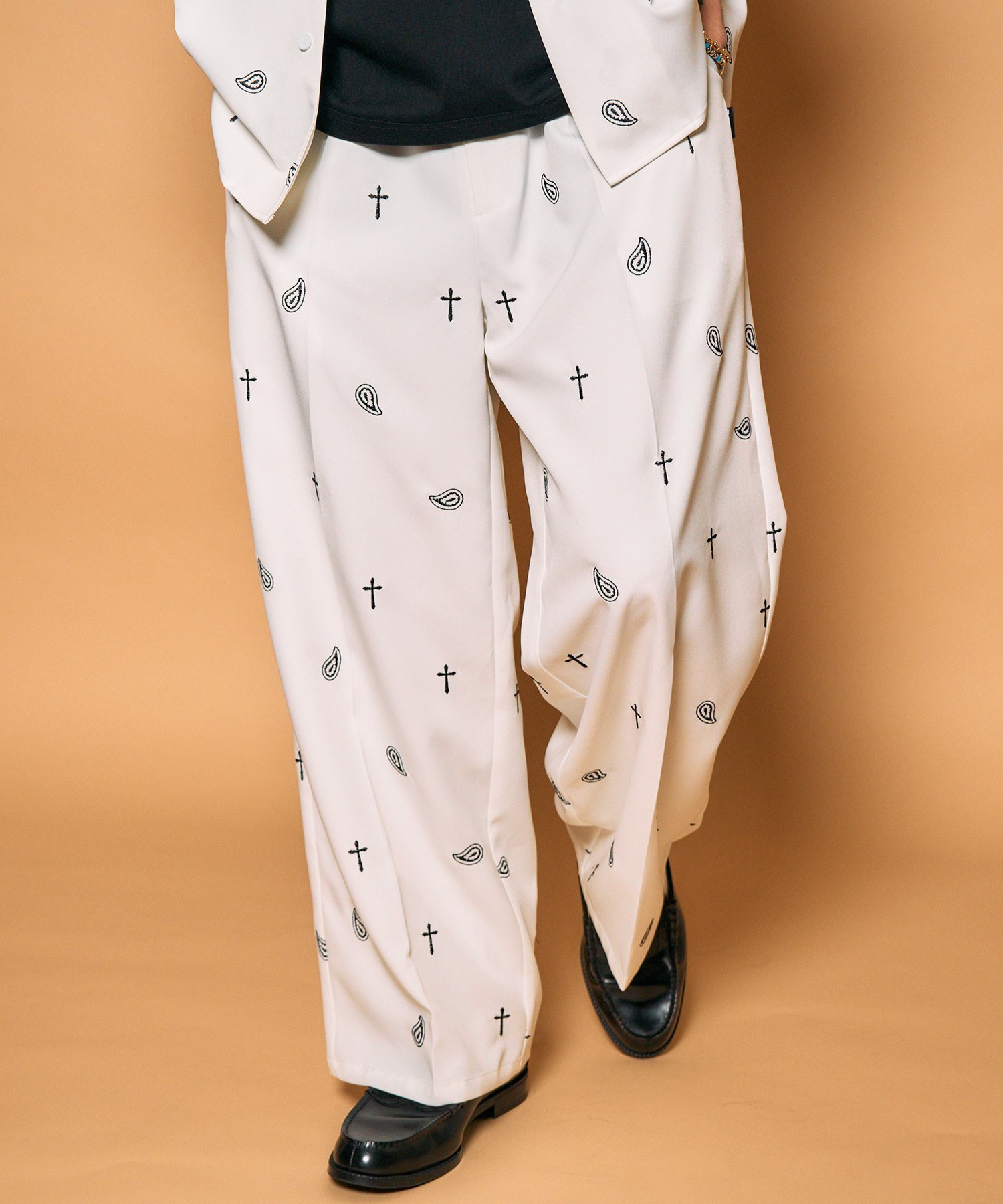 Subciety All-over embroidered pants サブサエティ パンツ スラックス・ドレスパンツ ホワイト ブラック ブラウン