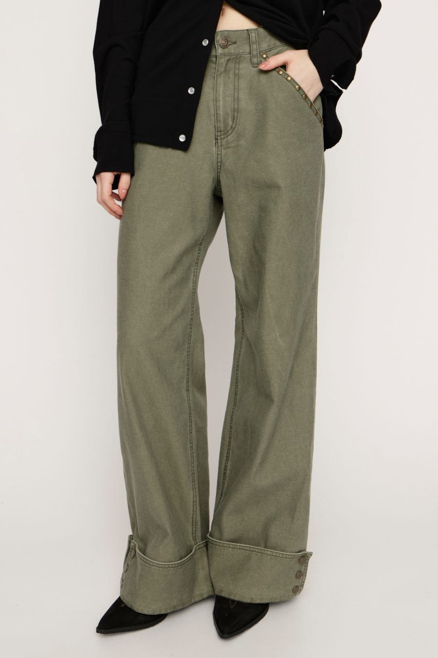 SLY L/W STUDDED MILITALY FLARE パンツ スライ パンツ その他のパンツ カーキグリーン