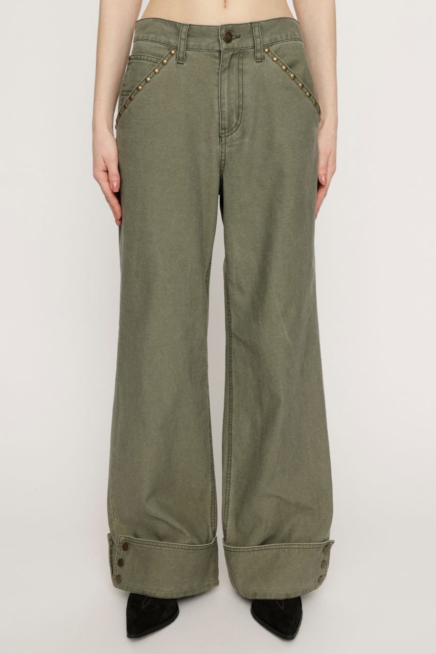 SLY L/W STUDDED MILITALY FLARE パンツ スライ パンツ その他のパンツ カーキグリーン