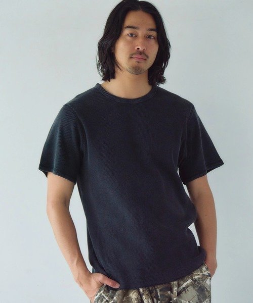 JACKROSE JE-サーマル/ピグメント クルーネック SSTEE(MENS) ジャックローズ トップス カットソー・Tシャツ ブラック ホワイト