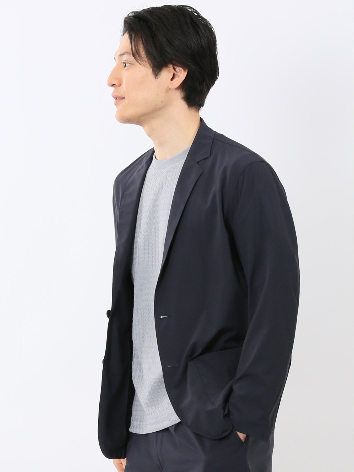 TAKA-Q 軽量 ストレッチ ナイロン混 2ボタン ジャケット(セットアップ可能) タカキュー ジャケット・アウター その他のジャケット・アウター ネイビー ブラウン【送料無料】
