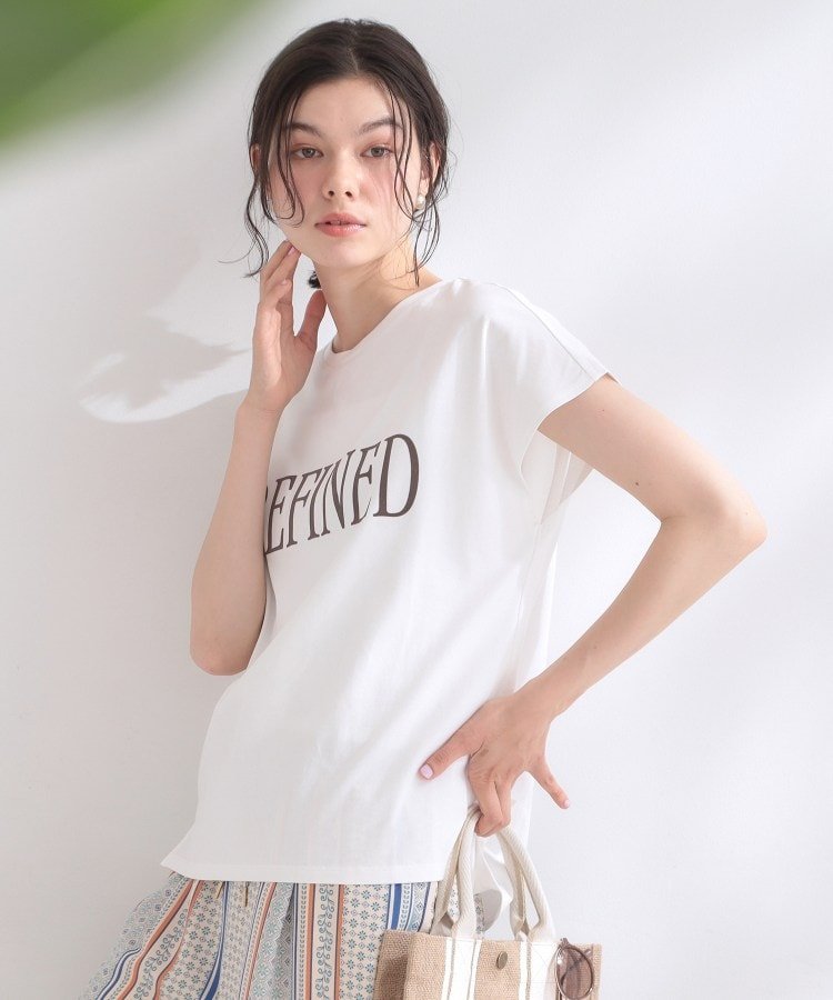 OPAQUE.CLIP ロゴフレンチスリーブカットソー【洗濯機OK】 オペークドットクリップ トップス カットソー・Tシャツ グレー ホワイト