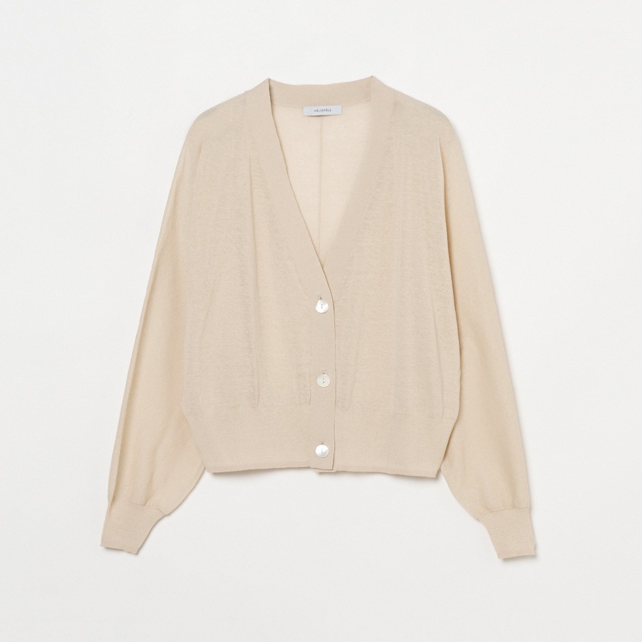 HELIOPOLE SHEER LINEN KNIT V NECK CARDIGAN エリオポール トップス ニット ベージュ ネイビー【送料無料】