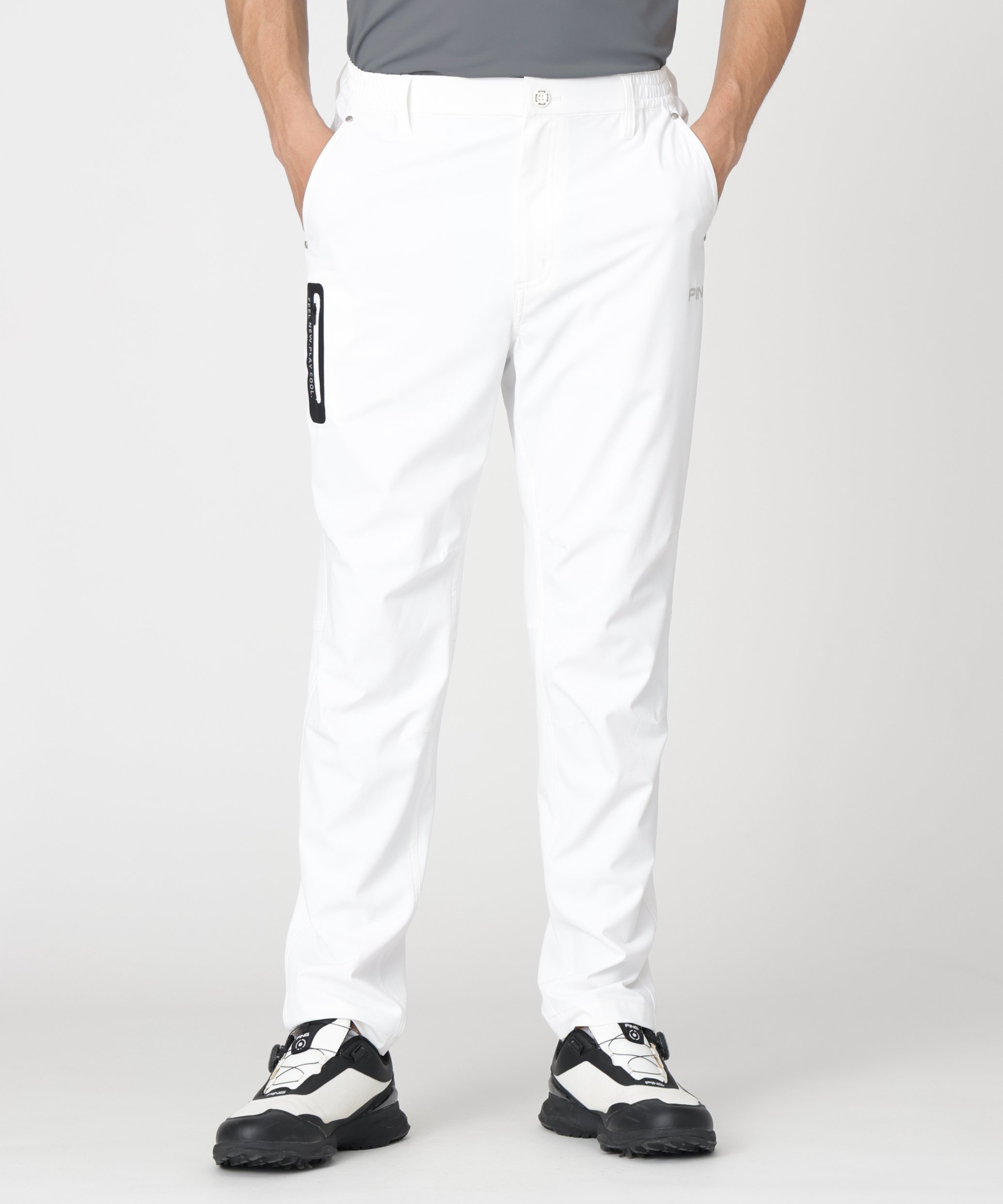 PING APPAREL [PING APPAREL][UVカット・透け防止]ミニリップストップテーパードパンツ (MENS) ピン アパレル パンツ その他のパンツ グレー ホワイト ブラック