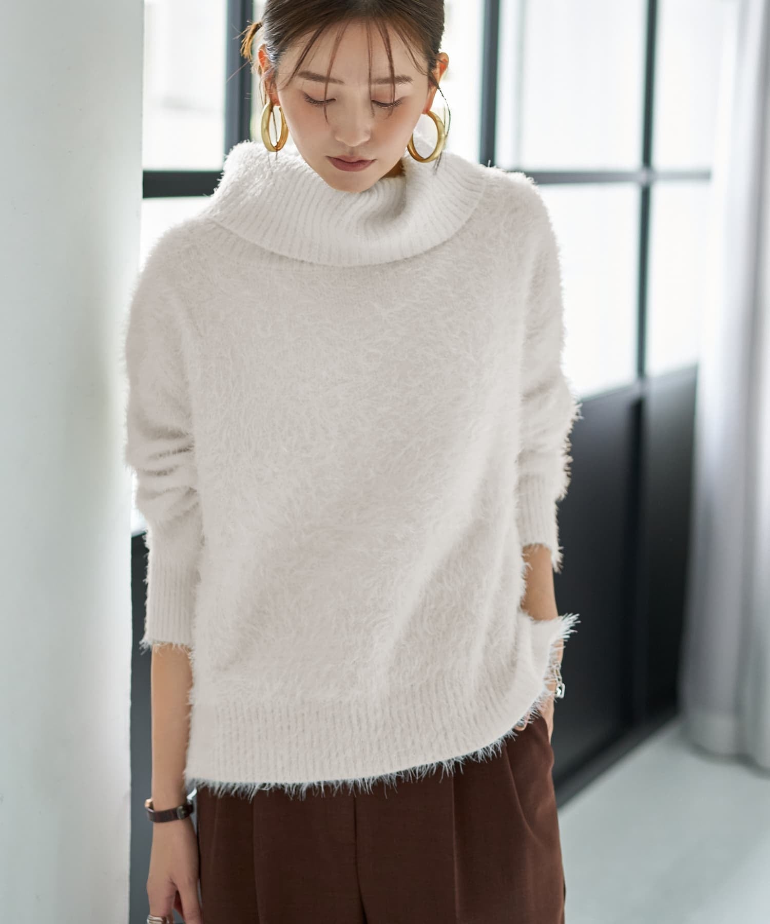 楽天Rakuten FashionSTYLE DELI ふわふわシャギーオフタートルニット スタイルデリ トップス ニット ベージュ ピンク ホワイト【送料無料】