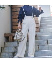 Rouge vif la cle ハイウエストサスペンダーワイドパンツ ルージュ・ヴィフ ラクレ パンツ その他のパンツ グレー ホワイト【送料無料】