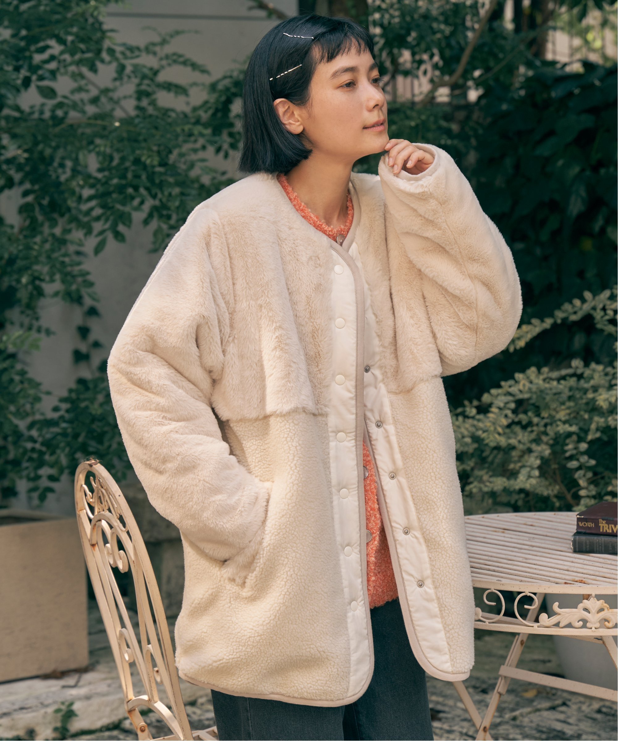 【SALE／20%OFF】LBC with Life リバーシブルファーキルトコート エルビーシー ジャケット・アウター その他のジャケット・アウター グレー ベージュ ホワイト【送料無料】