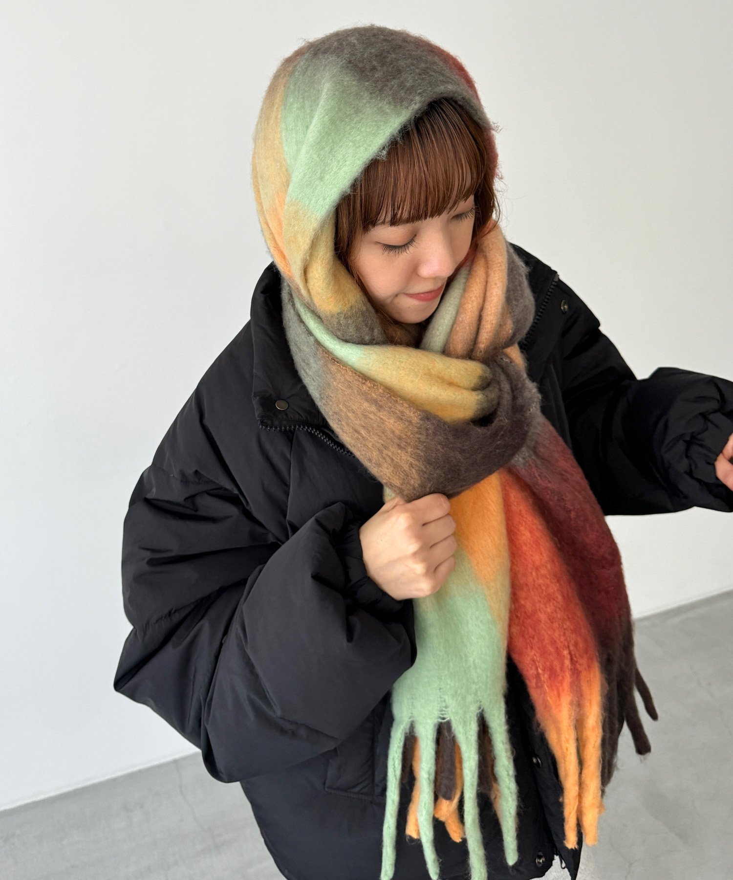 El mar El mar(エルマール) ボリュームチェックマフラー キャナルジーン ファッション雑貨 マフラー・..