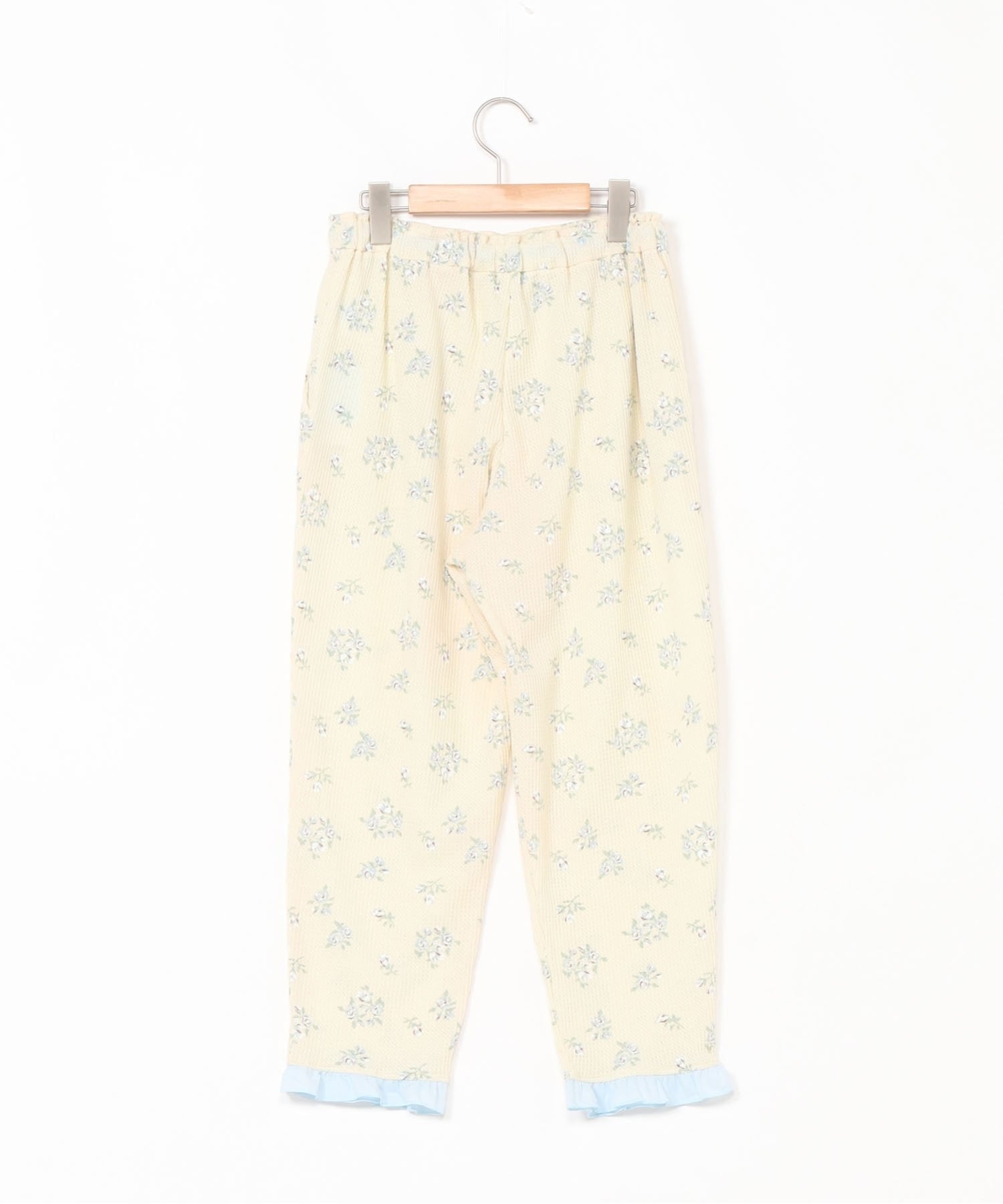 KID BLUE (W)25ワッフルフラワーPt 8分丈ボトムス キッドブルー パンツ その他のパンツ ホワイト ブルー