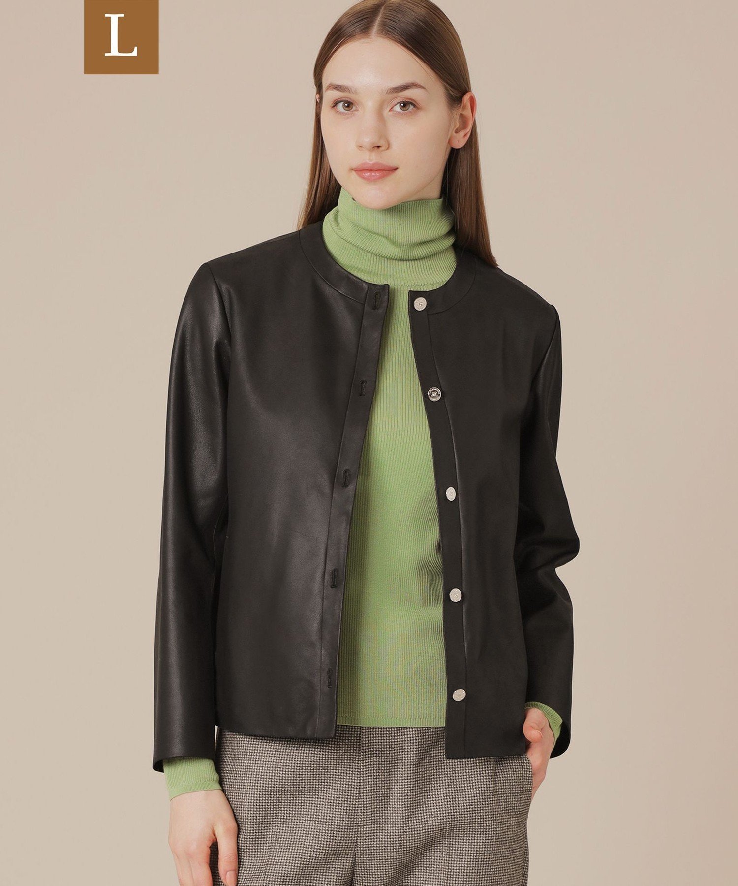 MACKINTOSH LONDON 【L】ノーカラーレザージャケット マッキントッシュ ロンドン ジャケット・アウター その他のジャケット・アウター ブラック【送料無料】