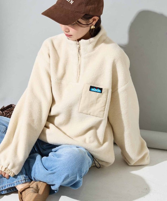 KAVU 別注 ボア ハーフジップ プルオーバー【限定展開】 25AW フリークスストア ジャケット・アウター その他のジャケット・アウター グリーン グレー ブラック ベージュ【送料無料】のサムネイル