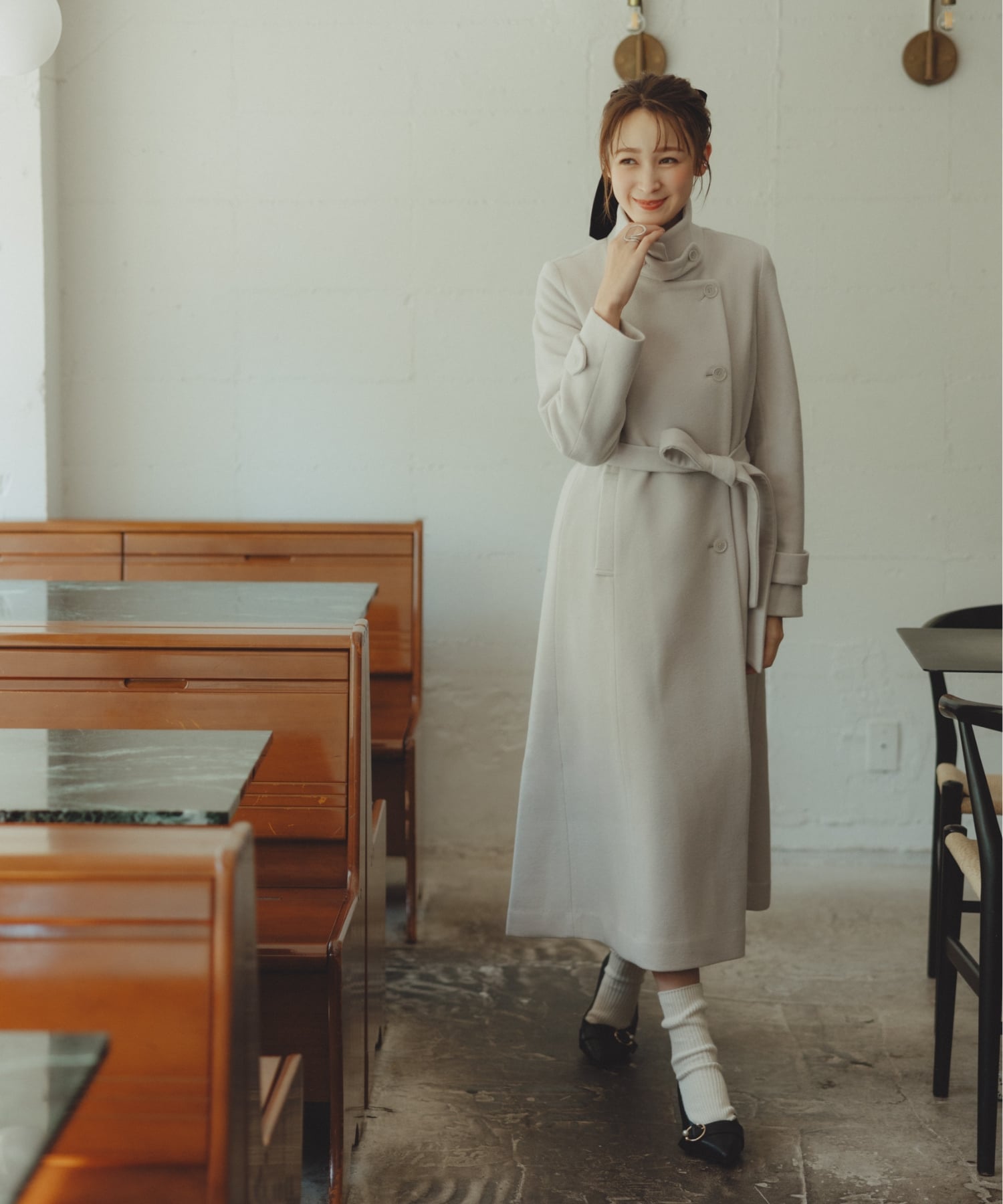 31 Sons de mode 2025秋冬新作 スタンドカラーロングコート トランテアン ソン ドゥ モード ジャケット・アウター チェスターコート ブラック ブラウン グレー【送料無料】のサムネイル