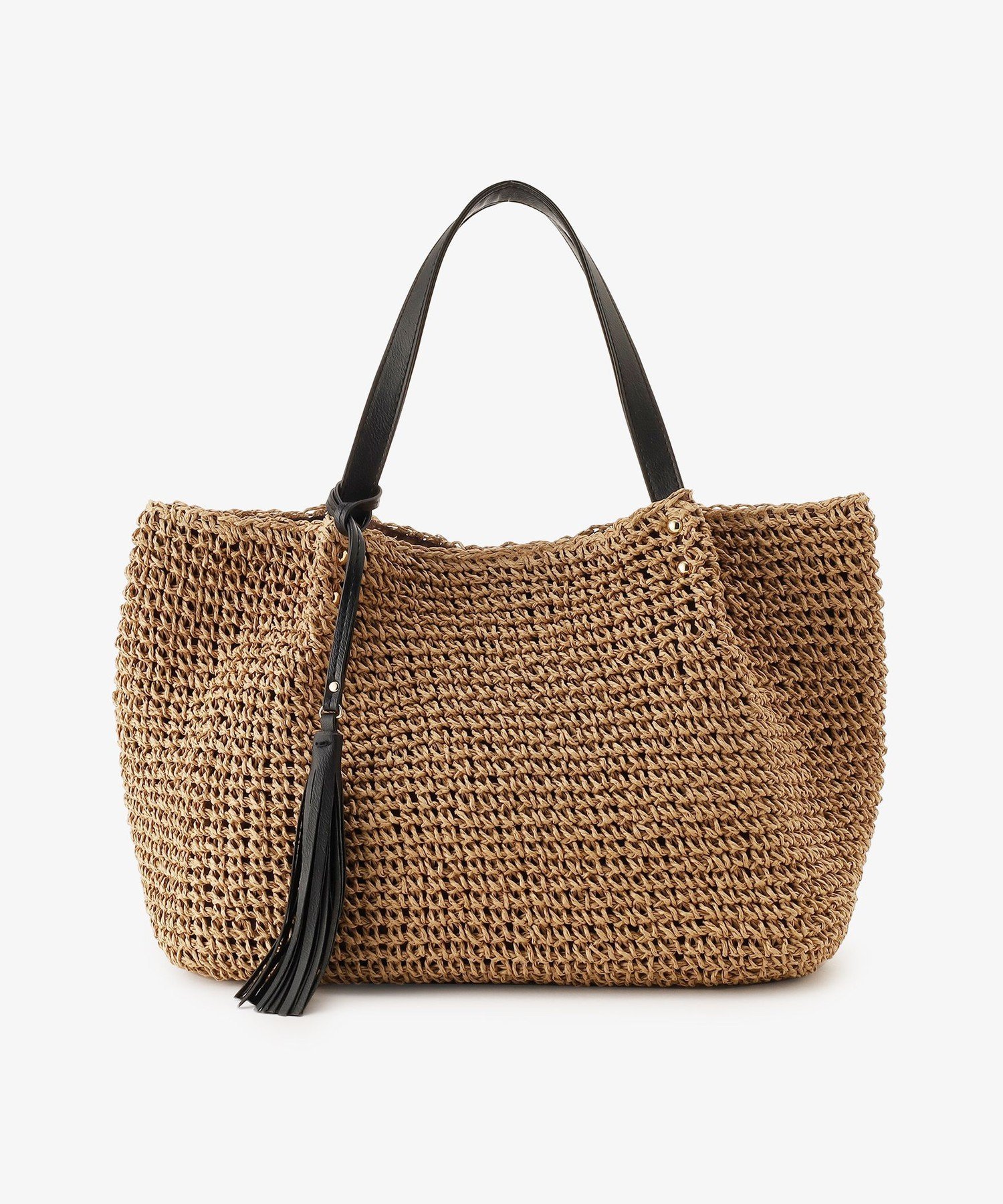 【SALE／37%OFF】Afternoon Tea LIVING タッセル付きかごバッグ アフタヌーンティー・リビング バッグ トートバッグ グレー ブラウンのサムネイル