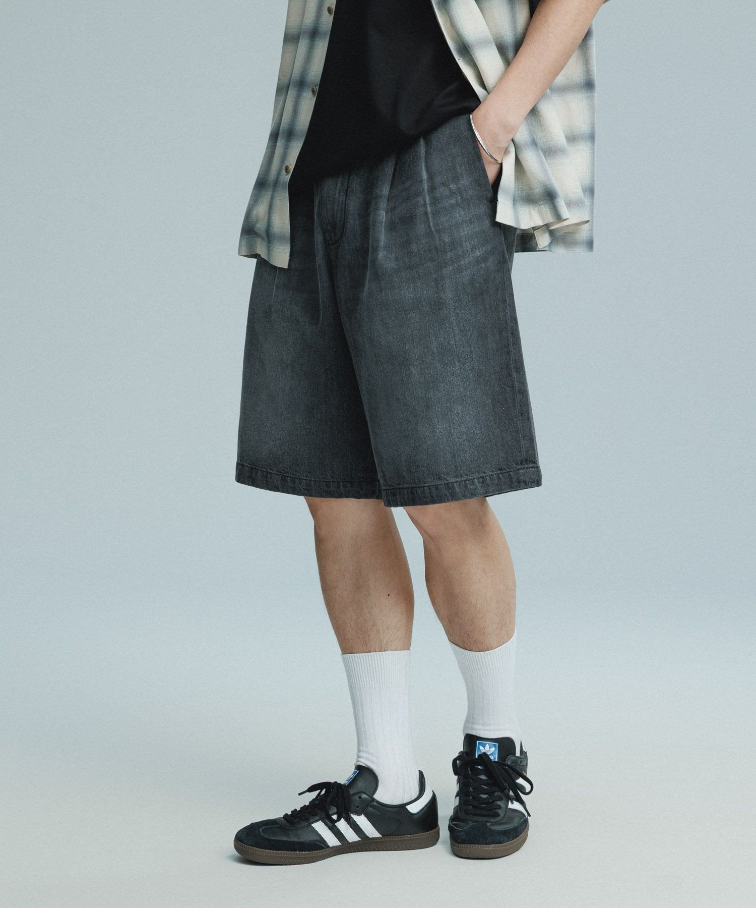 ダメージデニム バギー イージー ショーツ / ADAM ET ROPE' JEANS アダムエロペ パンツ ジーンズ・デニムパンツ ブラック ブルー