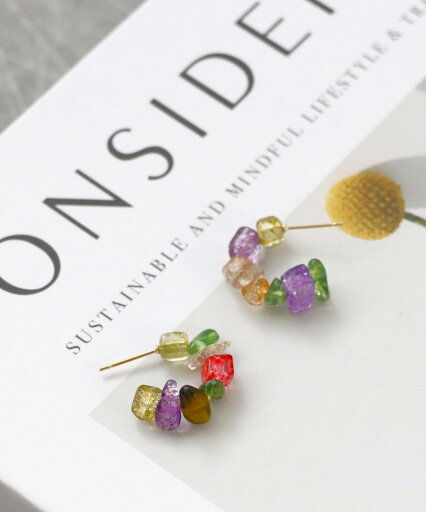 Three Four Time Three Four Time/天然石風フープピアス スリーフォータイム アクセサリー・腕時計 ピアス Three Four Time Three Four Time/天然石風フープピアス スリーフォータイム アクセサリー・腕時計 ピアス