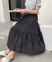 【SALE/10%OFF】LOWO ドットティアードロング丈スカート ガール スカート ロング・マキシスカート ホワイト ブラック