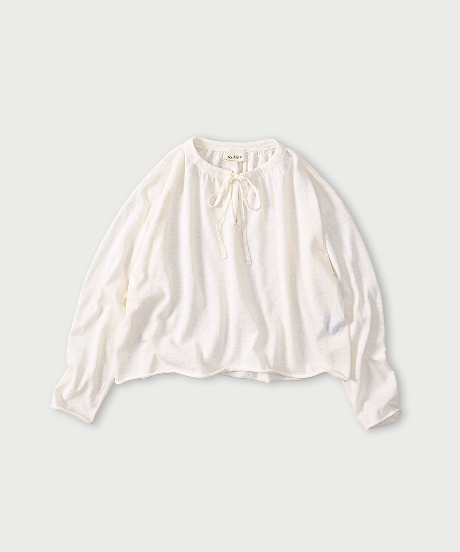 45R ギマのギャザーブラウス フォーティファイブアール トップス ニット ホワイト【送料無料】（楽天・Rakuten Fashion）