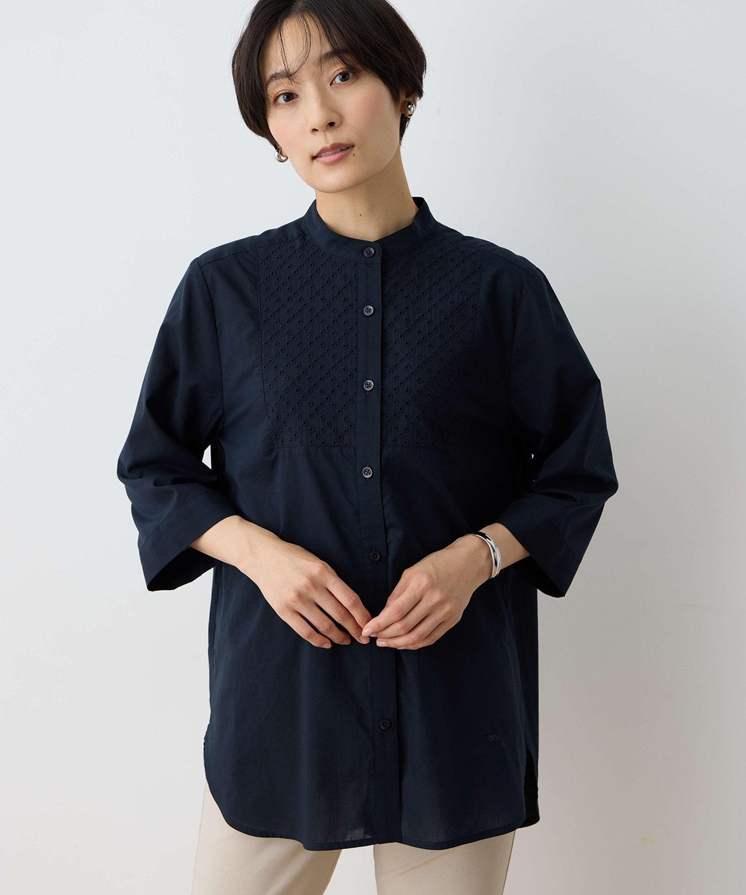 【SALE／50%OFF】DECOY フロントレースブラウス デコイシンス1981 トップス シャツ・ブラウス ネイビー ピンク ブルー