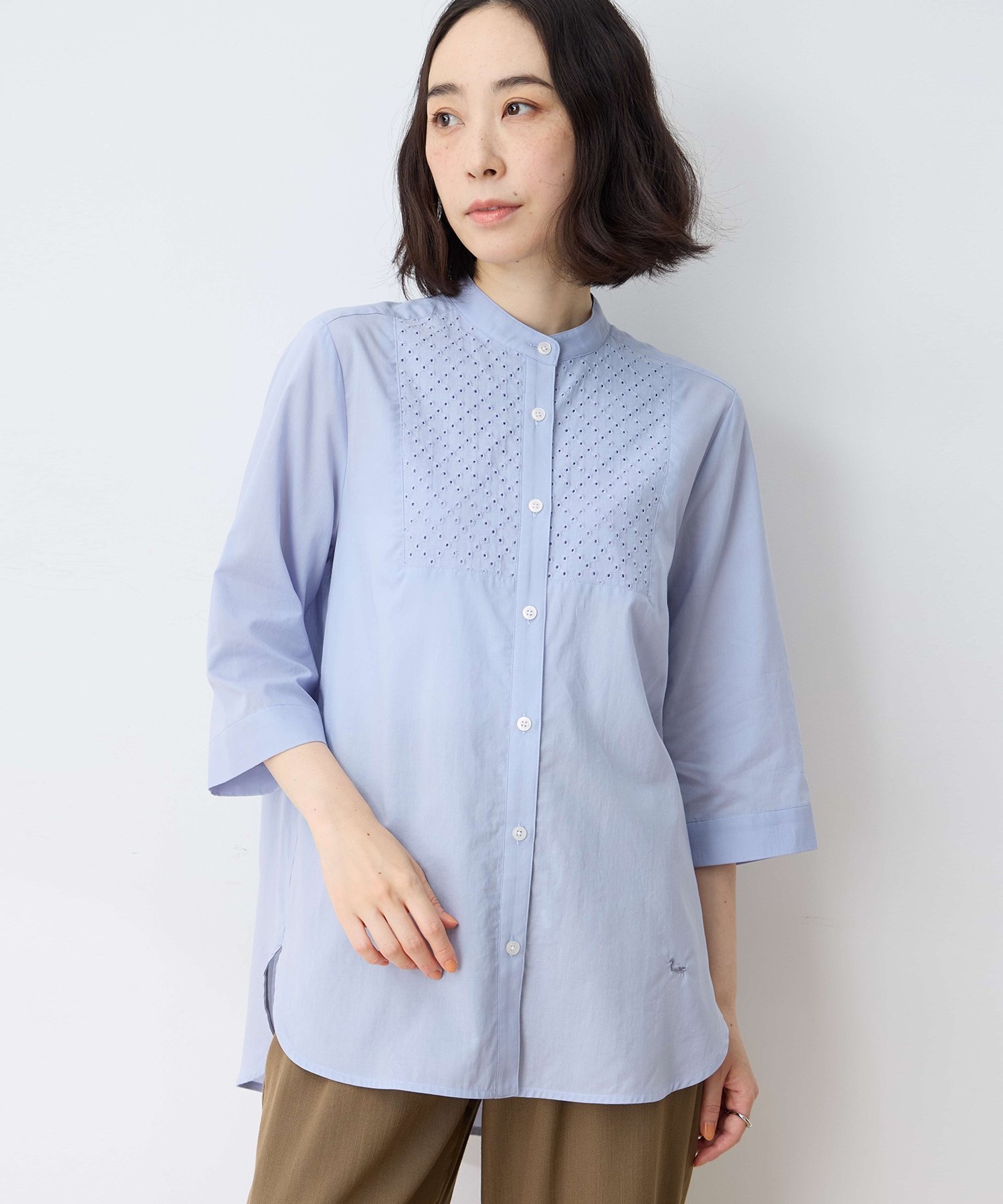 【SALE／50%OFF】DECOY フロントレースブラウス デコイシンス1981 トップス シャツ・ブラウス ネイビー ピンク ブルー
