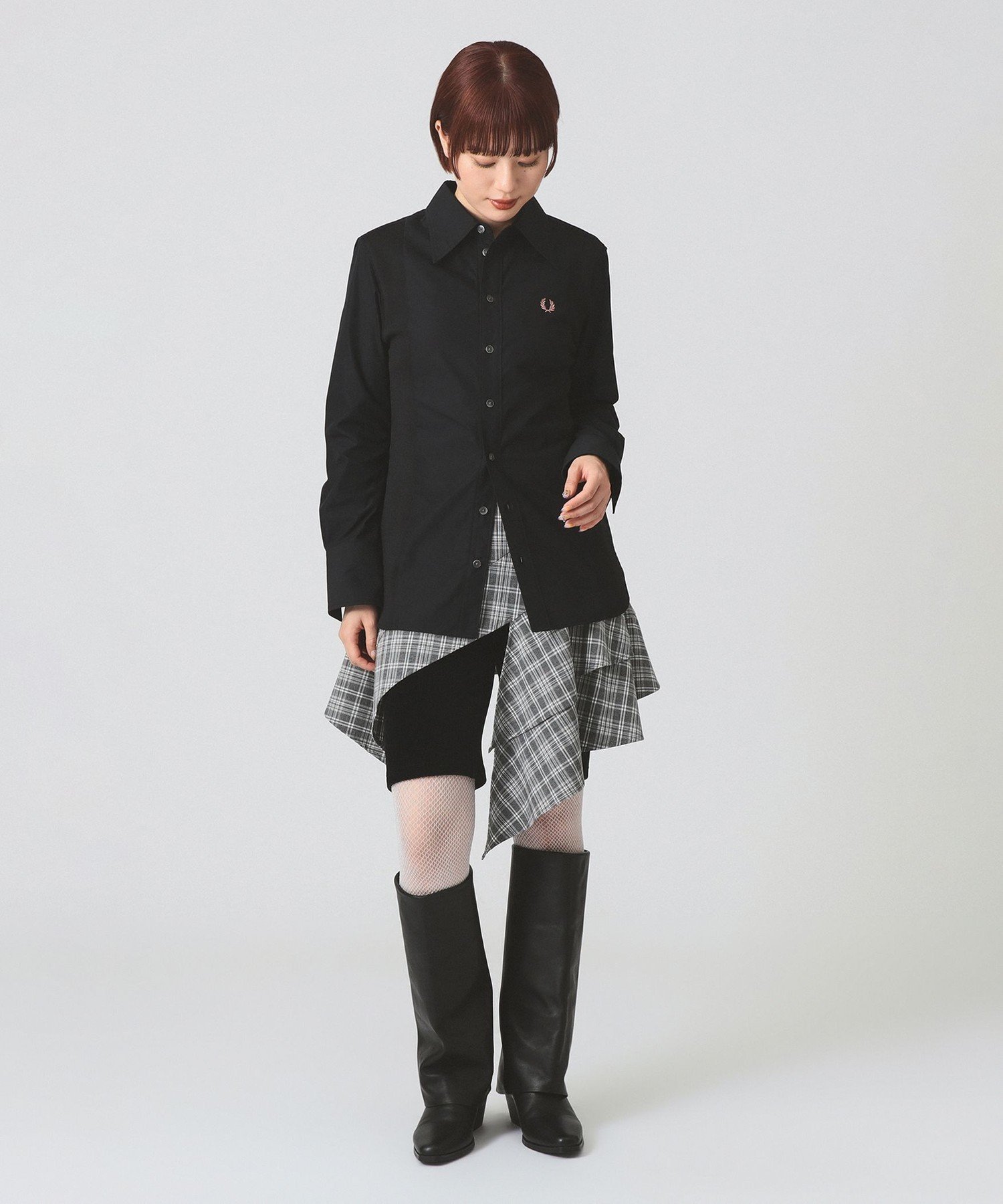 【SALE／40%OFF】Ray BEAMS 【別注】FRED PERRY / PANELLED SHIRT ビームス ウイメン トップス シャツ・ブラウス ブラック【送料無料】
