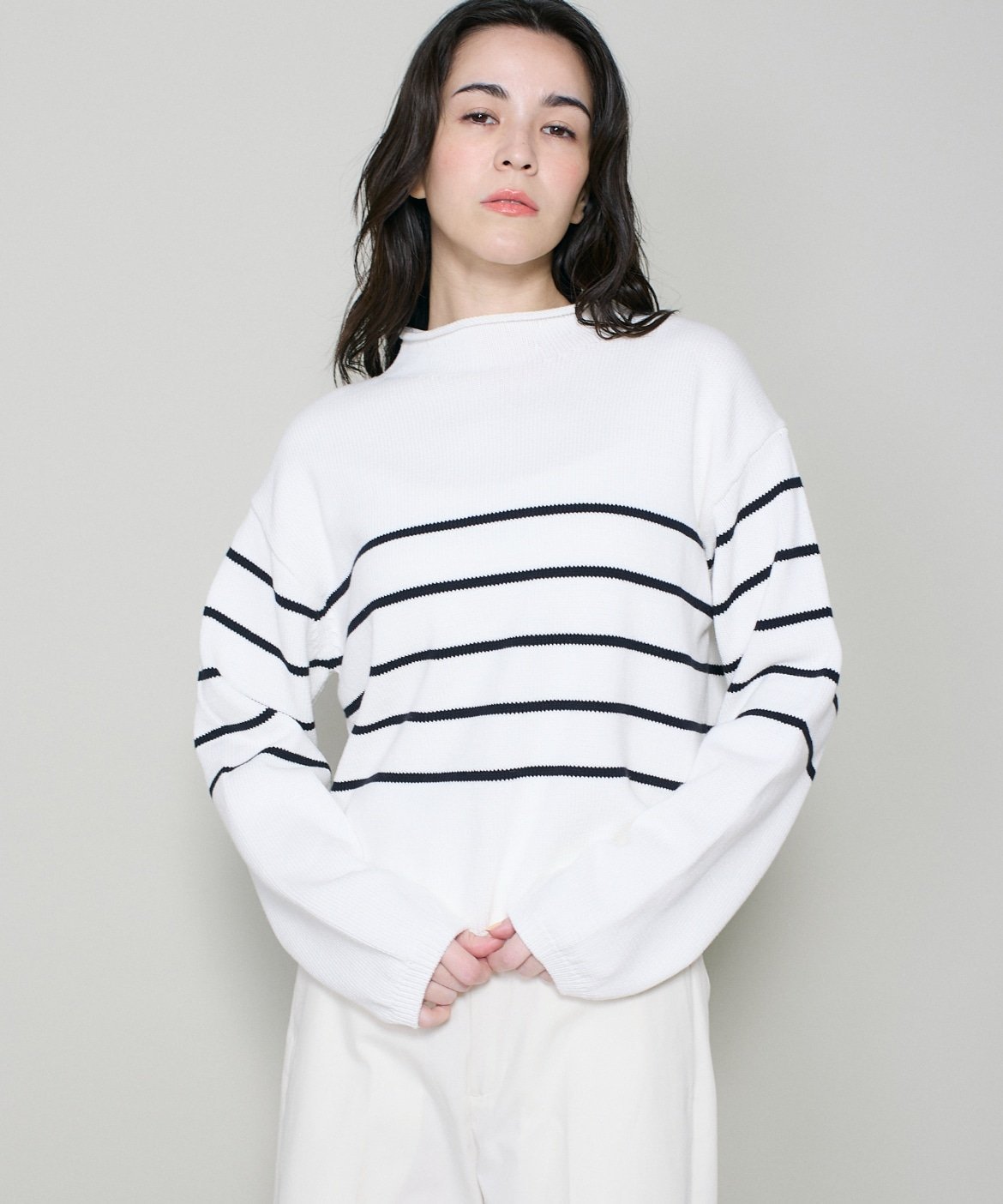 【SALE／50%OFF】I.T.'S. international ロールハイネックニットプルオーバー イッツインターナショナル トップス ニット ベージュ ネイビー オレンジ【送料無料】