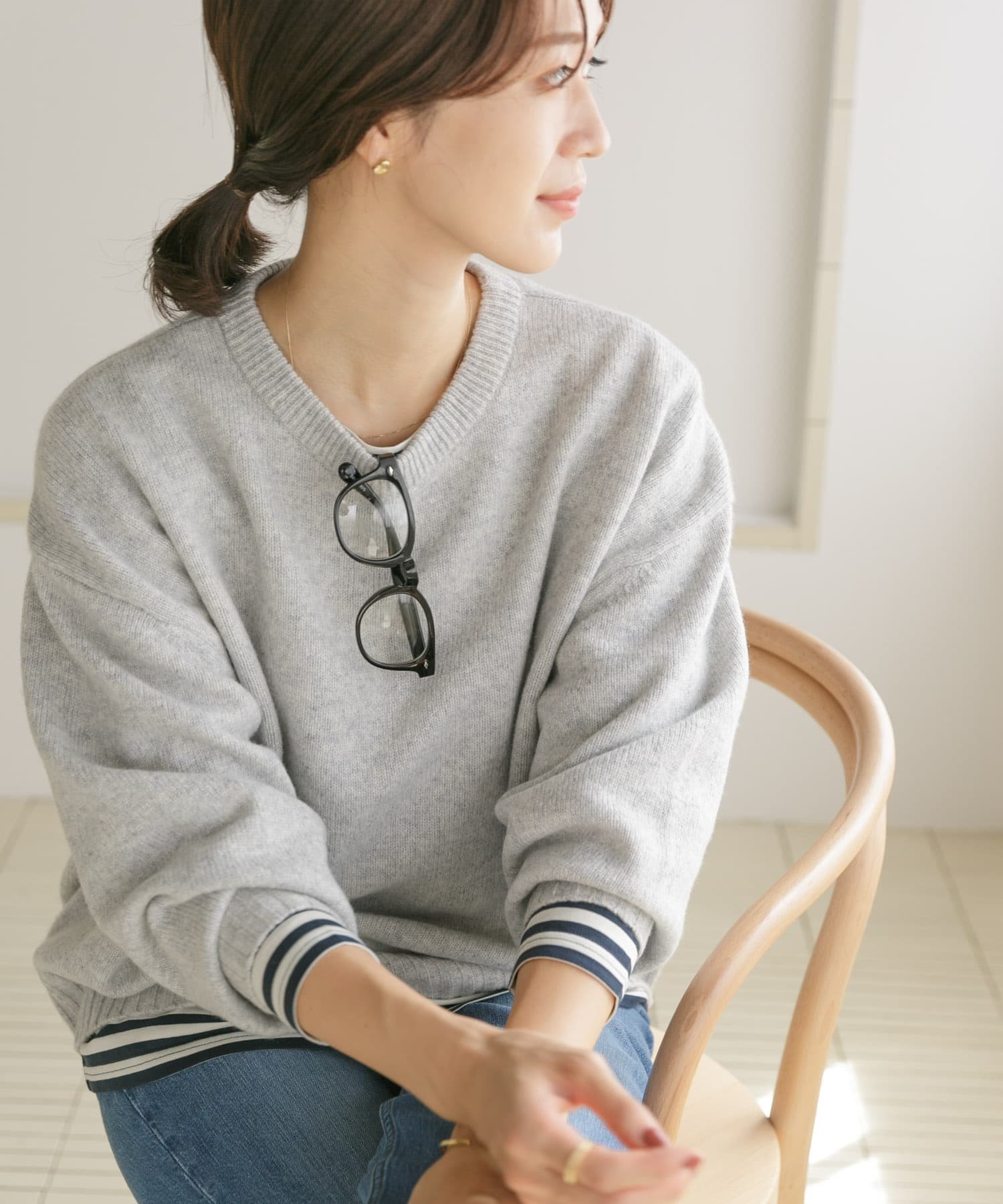 DOORS 『佐藤栞里さん着用』ハミルトンウールクルーワイドプルオーバー アーバンリサーチドアーズ トップス ニット グレー グリーン イエロー【送料無料】のサムネイル