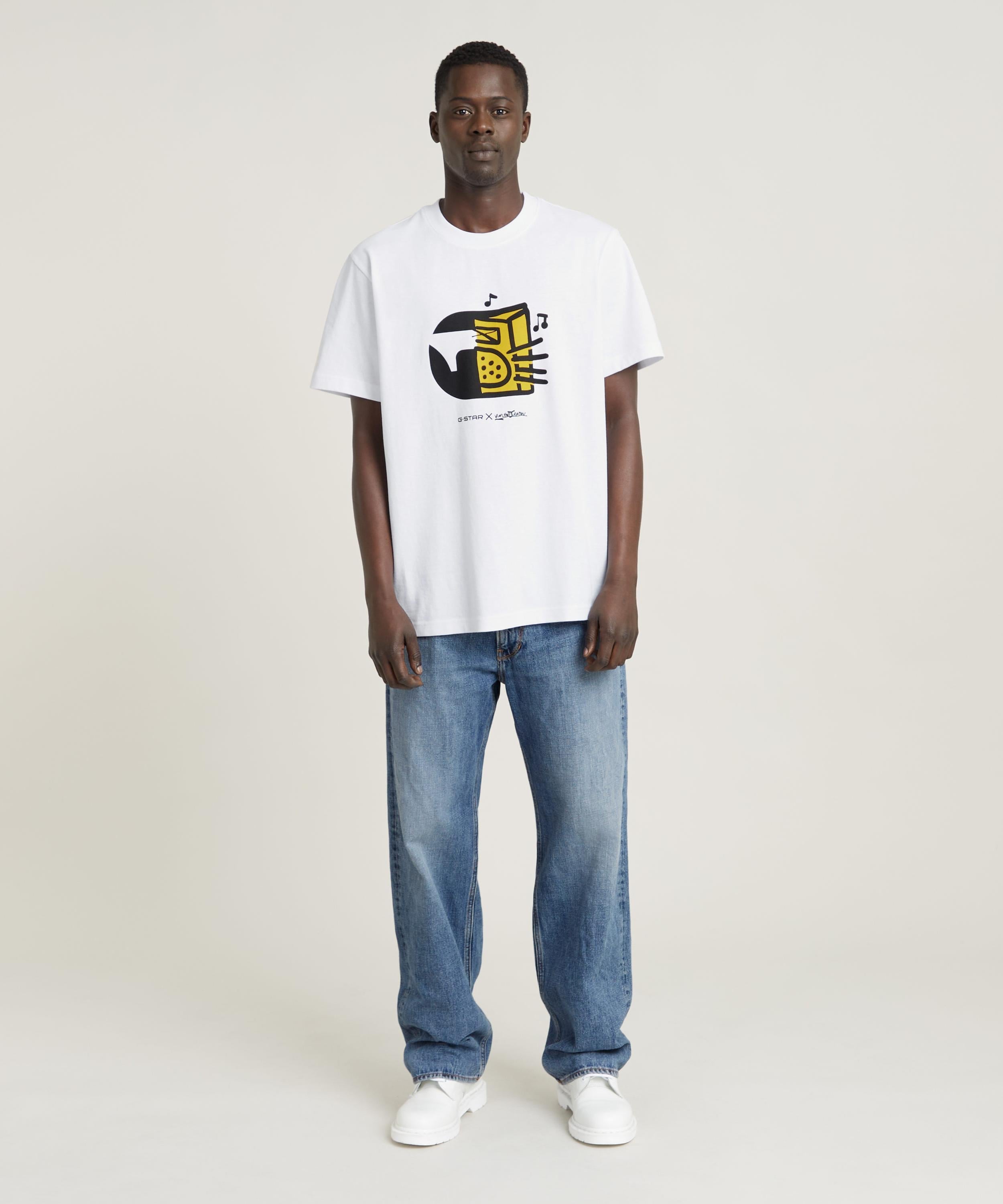 【公式ショップ】BOOMBOX CARTOON LOOSE T-SHIRT/アートグラフィックプリントオーバーサイズTシャツ ジースターロゥ トップス カットソー・Tシャツ ホワイト