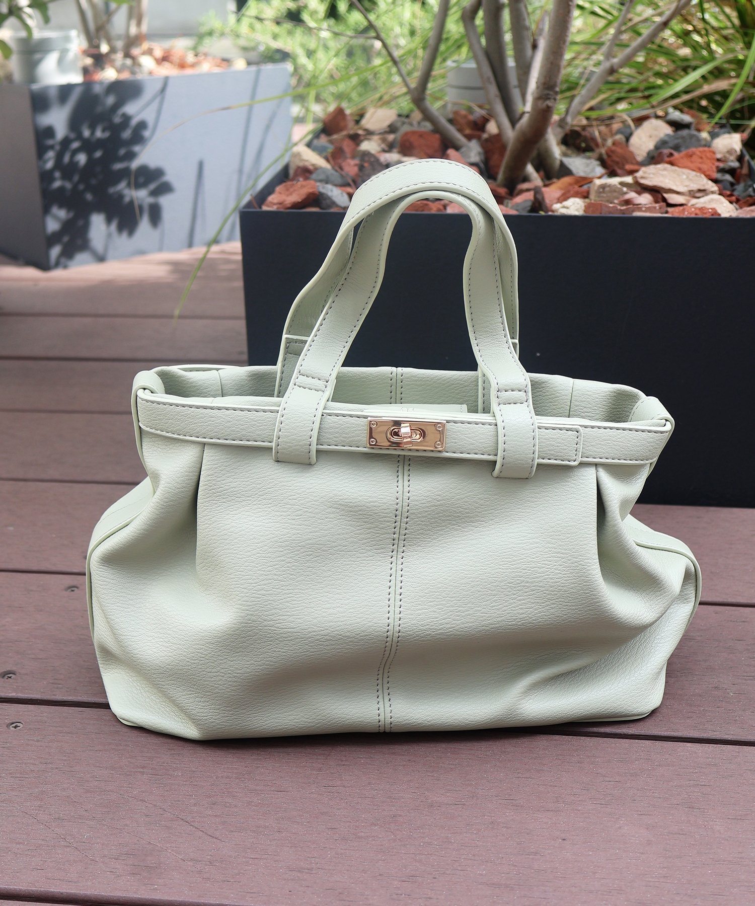 le.coeur blanc ベルトデザイントートバッグ ルクールブラン バッグ トートバッグ グリーン ブラック【送料無料】