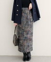natural couture MIXツイードハイウエストタイトスカート ナチュラルクチュール スカート その他のスカート グレー ブラック【送料無料】