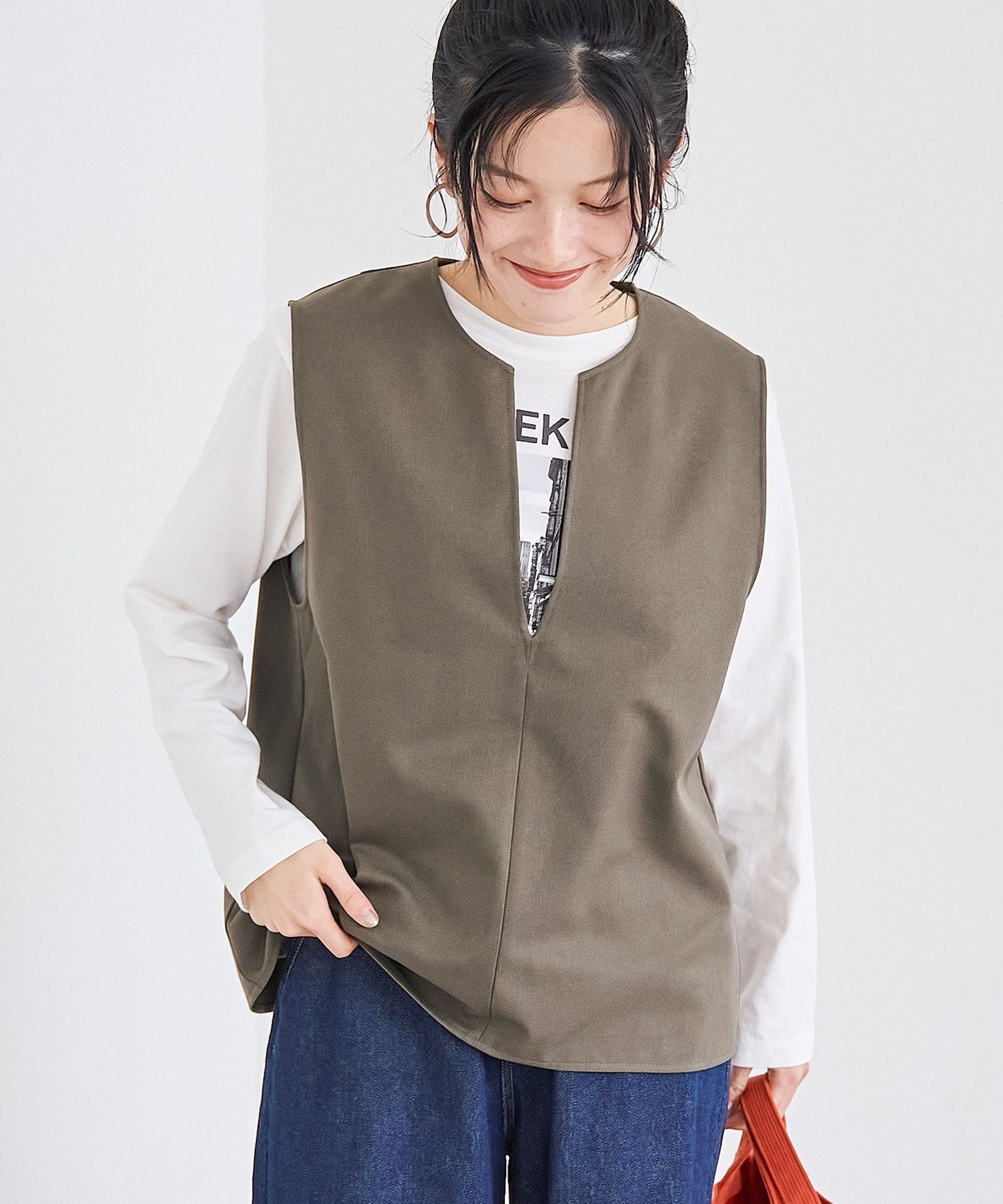 coen ウールライク裏起毛キーネックベスト コーエン トップス ベスト・ジレ ブラック グレー ベージュ【送料無料】のサムネイル