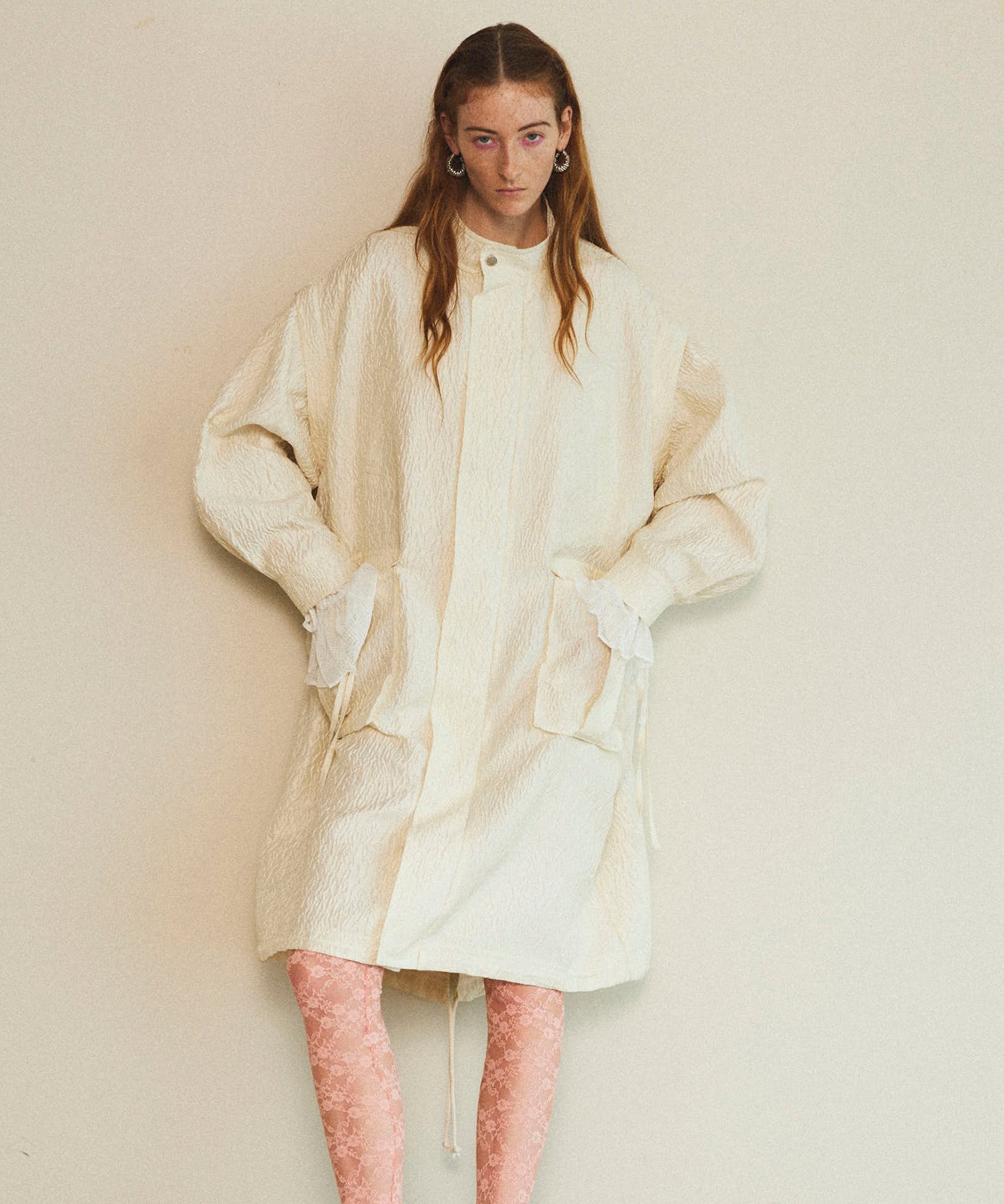 MAISON SPECIAL 2way Floating Jacquard Spring Mods Coat メゾンスペシャル ジャケット・アウター モッズコート ホワイト ブルー【送料無料】