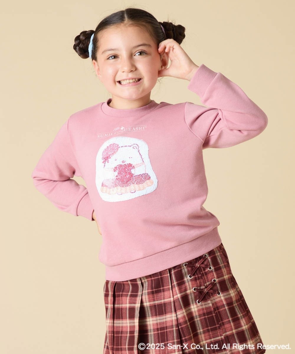 a.v.v [100-140]【a.v.v限定デザイン/アートが変わるスパンコール/しろくまとねこ/とかげとぺんぎん】すみっコぐらしスパンコールトレーナー アー・ヴェ・ヴェ トップス カットソー・Tシャツ ピンク ホワイト