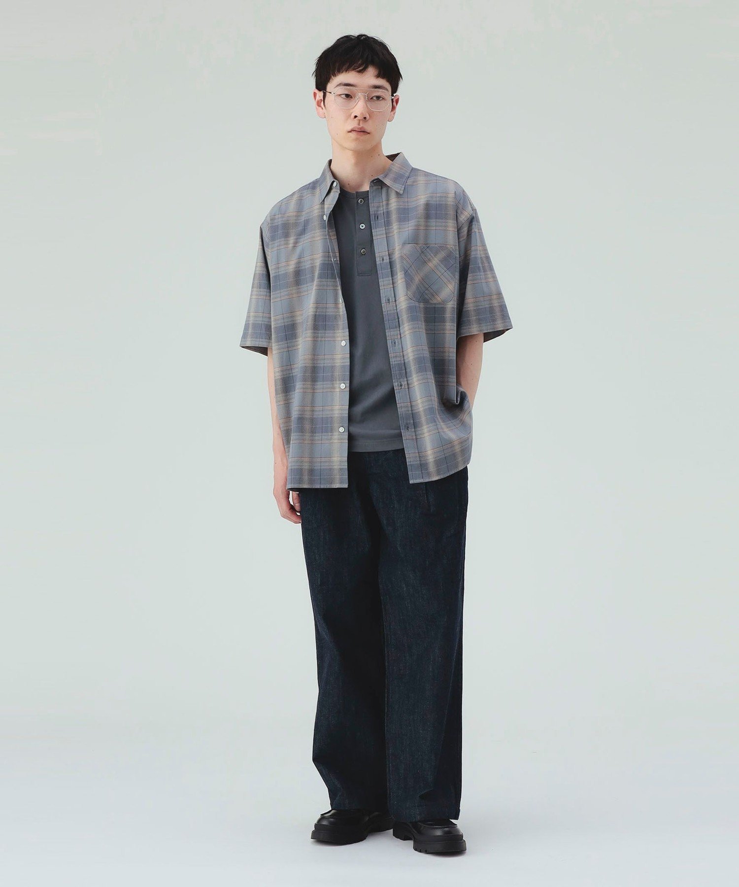 MEN 【8/6値下げ】デニムライク ツイル 2タック ワイドストレートパンツ ビームス ハート パンツ その他のパンツ ブラウン ネイビー