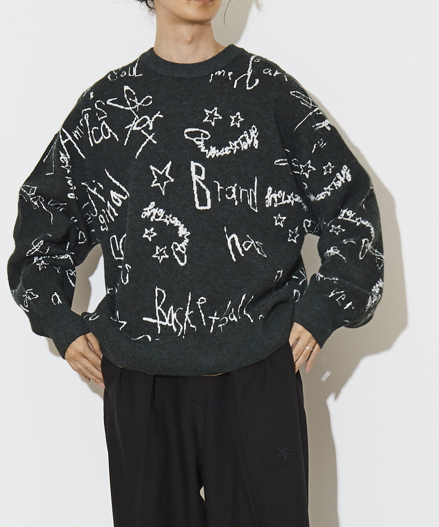 【SALE／40%OFF】CONVERSE TOKYO STATEMENT LOGO DESIGN PULLOVER コンバーストウキョウ トップス ニット ブラック ブラウン グリーン【送料無料】のサムネイル