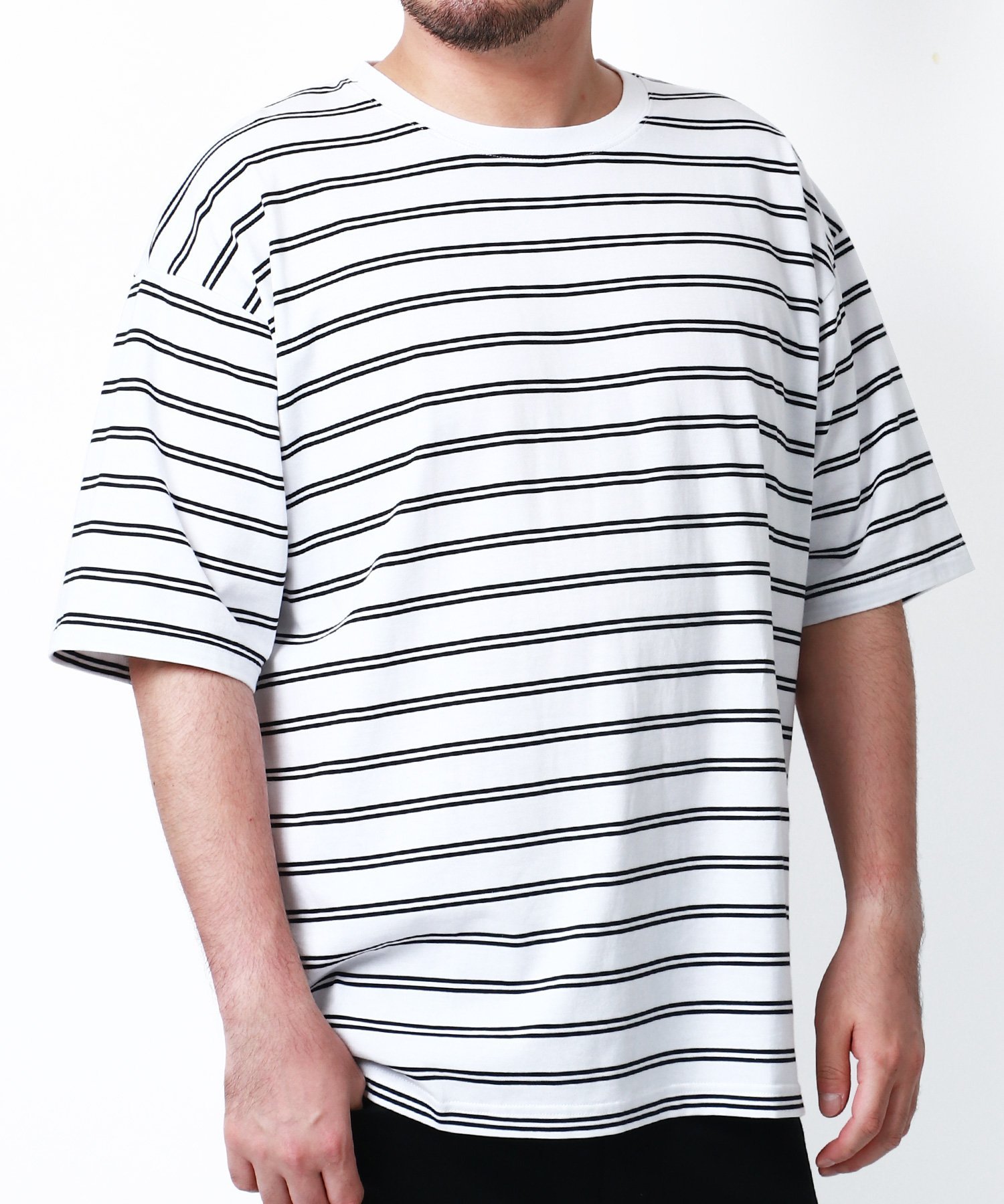 MRU Tシャツ ティーシャツ メンズ ボーダー 吸汗速乾 冷感 UVカット 半袖 マルカワ トップス カットソー・Tシャツ ホワイト ブラック ネイビー ベージュ