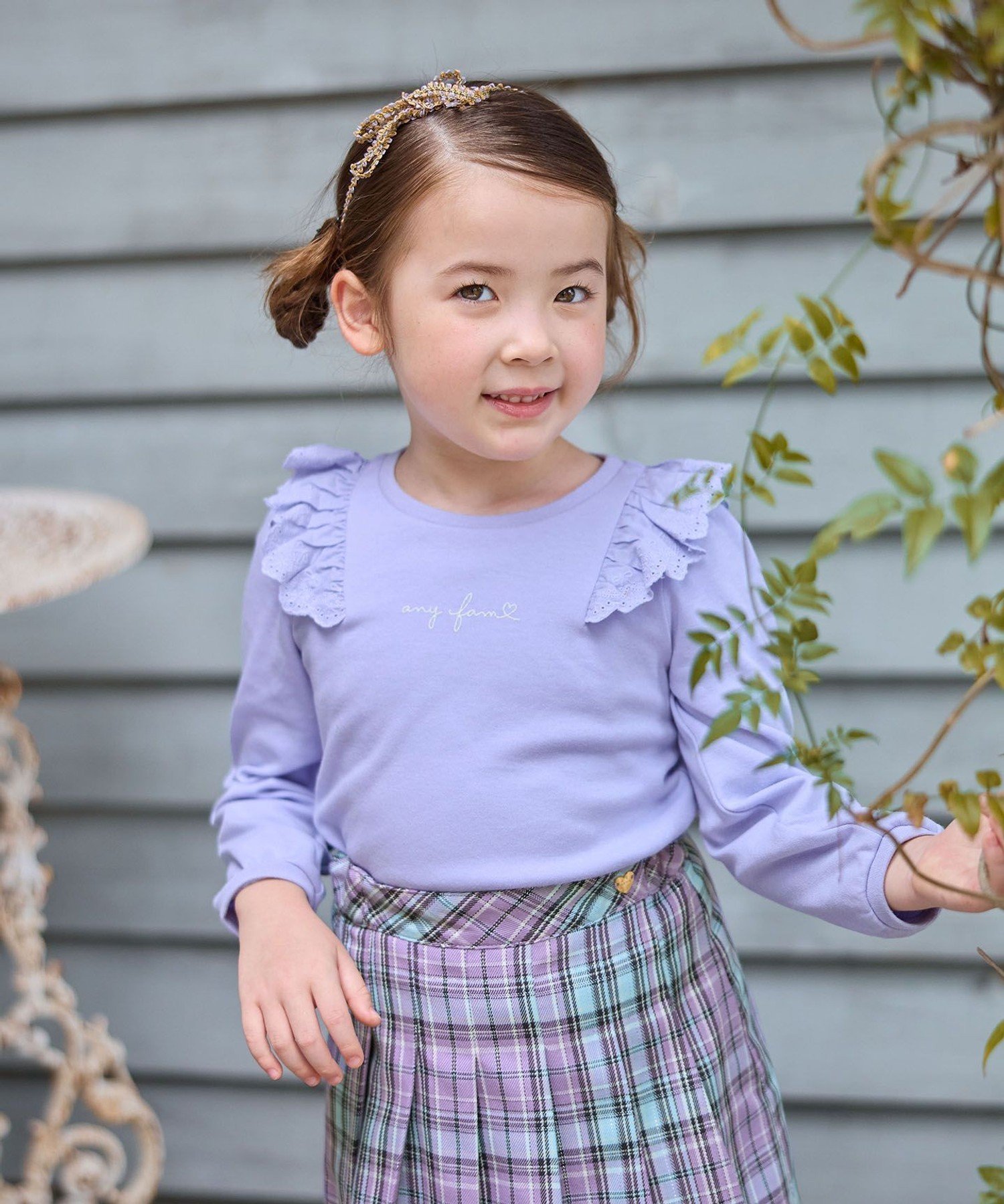 [SALE / 30 % OFF] ANY KIDS 어깨 레이스 긴 소매 T 셔츠 에니 탑스 컷 톱 · T 셔츠 네이비 베이지 블루 핑크 그린
