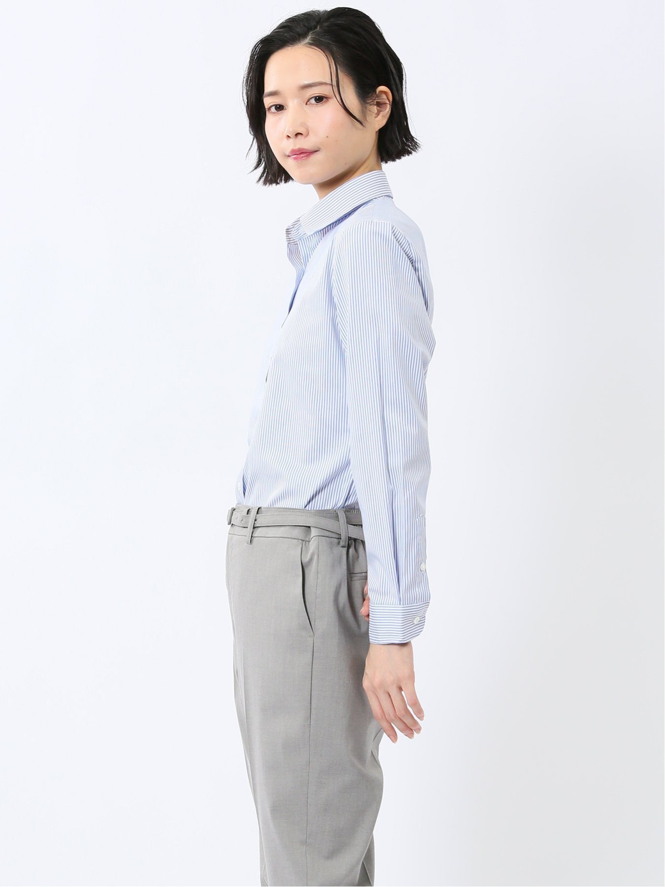 【SALE／10%OFF】m.f.editorial 嬉しい機能 レギュラーカラー 長袖シャツ ストライプ タカキュー スーツ・フォーマル Yシャツ・カッターシャツ ブルー