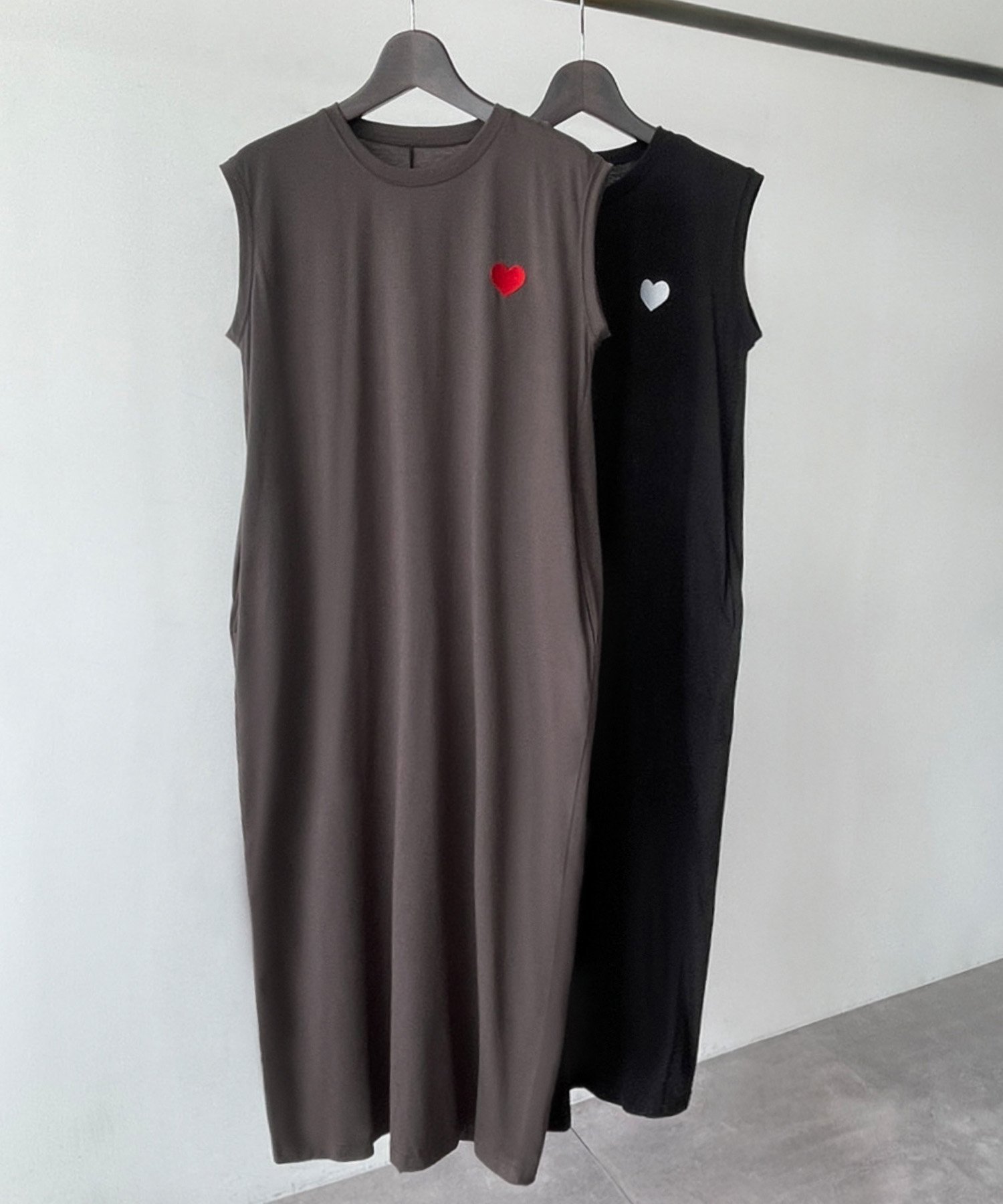 Ampirula ワンポイントハート刺繍コクーンロングワンピース リバーフィールド アンド コー ワンピース・ドレス ワンピース【送料無料】