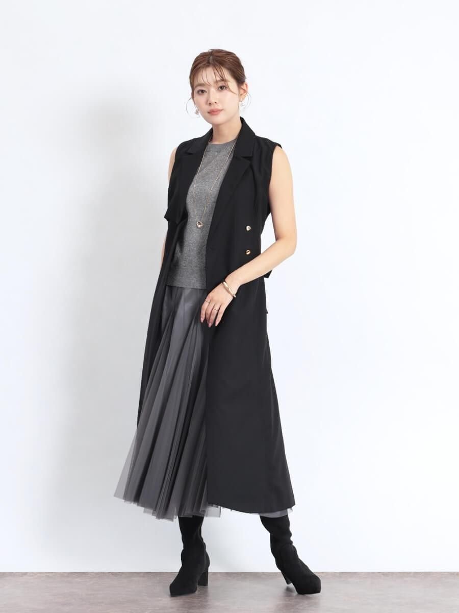 FENNEL アンティークボタンジレワンピ ヴァン ワンピース・ドレス その他のワンピース・ドレス ブラック グレー【送料無料】